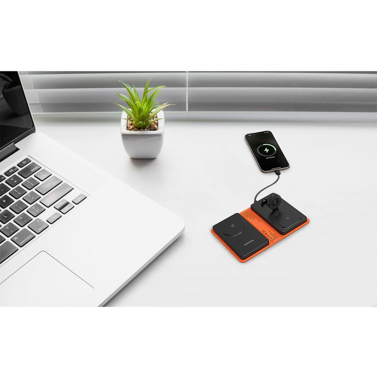 Porodo 8000mAh Folding 4-Device Charger with 10W Wireless Output, Fast Charging Support, 20W Power Delivery, Folding Design, Wide Compatibility - Black