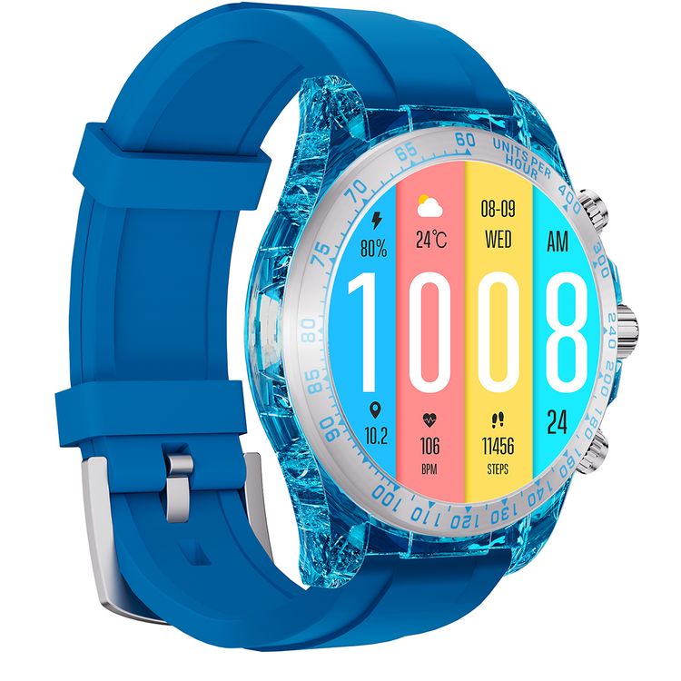 Porodo Raytona Smart Watch for Android and iOS Mobile Phone, 1.43" Touch Display, Wireless Charging, Multiple Sport Modes, Bluetooth Calling, Health Monitoring - Blue