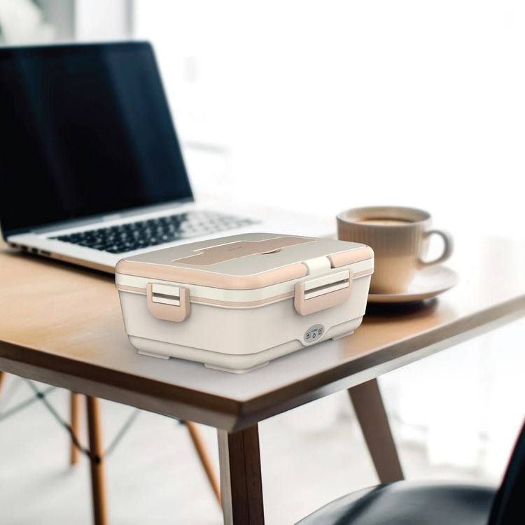 Green Lion GLB-05 Electric Lunchbox with 850mL Capacity, Removable Inner Container, Detachable Power Cord, Silicone Sealing Ring, Dishwasher Safe - Beige