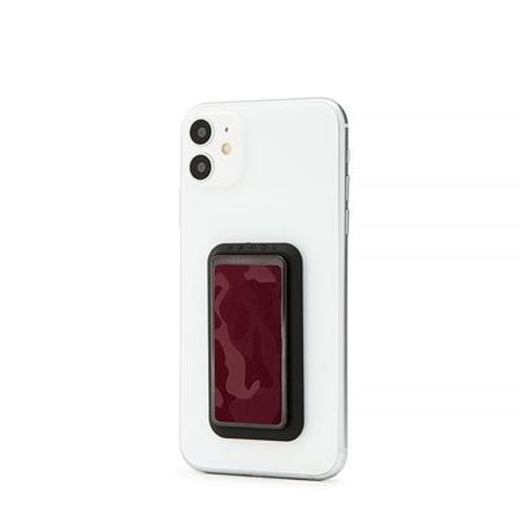 Handl Camo Mobile Stand Phone Grip, Pairs with Any Smart Phone, Multi-functional Kickstand, Compatible with Wireless Charging, Phone grip and Stand - Red
