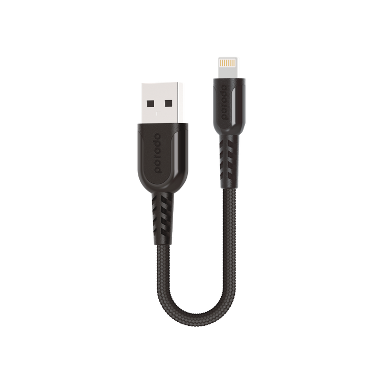 Lightning Cable Porodo PD-LMETRP025-BK Metal Braided Lightning Cable-Black