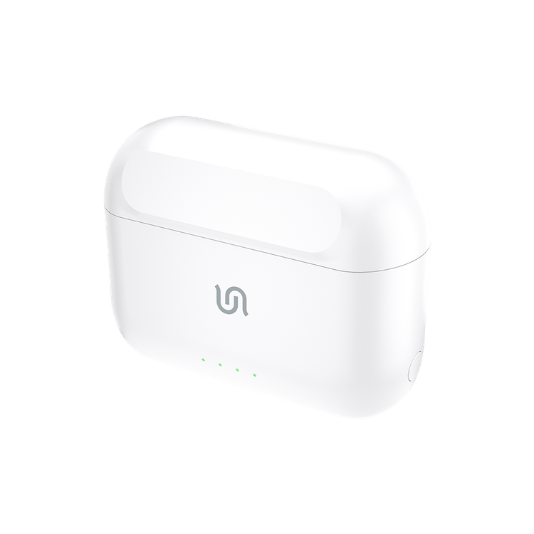 Porodo Soundtec Wireless ANC In-Ear Earbuds with Touch Controls, Wireless Charging, Transparency Mode, Comfortable Fit, Superior Microphone, 20 Hours Playtime with Charging Case, 10m Operating Distance - White