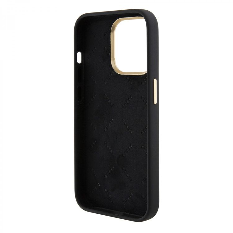 Guess Silicone Case with 4G Strass Logo Case - Black - iPhone 15 Pro Max