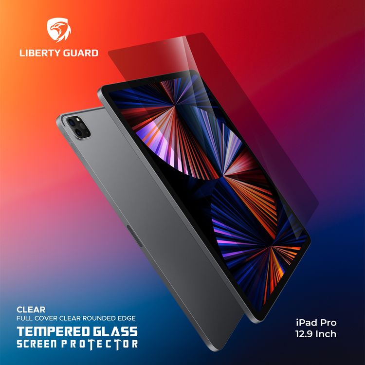 Liberty Guard Full Cover Clear Rounded Edge for iPad Pro (12.9) with Anti Shock & Anti Impact, Nano Electroplate Coating, Anti Fingerprint - Clear
