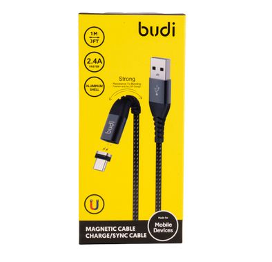 Budi Magnetic Cable / USB-A To USB-C 2.4A Aluminum Shell - White