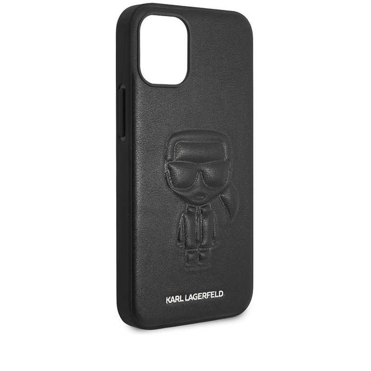 Karl Lagerfeld PU Leather Case Ikonik Outline Embossed and Metal Logo for Apple iPhone 12 Mini (5.4 ) - Black