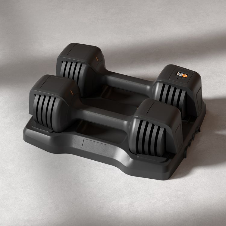 Porodo Lifestyle Smart Dual Dumbbells Set with 200mAh Battery Capacity, 6 Hours Working Time, 1.5 Hours Charging Time, Type-C Charging Port, Bluetooth Version 5.1, 15m Bluetooth Range, Multi-Weight Settings, Train Body Parts Mode - Black
