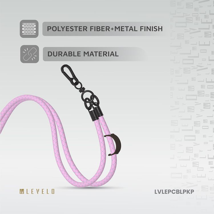 Levelo Everly Phone Crossbody Lanyard, Lightweight Design, Adjustable Straps with 1.2m Length, Hypoallergenic Material, Universal Compatibility - Pink pearl