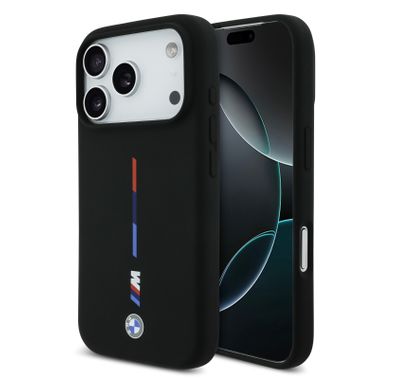 BMW MagSafe Liquid Silicone Case with Printed Tricolor for iPhone 17 Pro Max, Sustainable Packaging, Easy Snap-On Design, Slim Profile, Drop Protection - Black