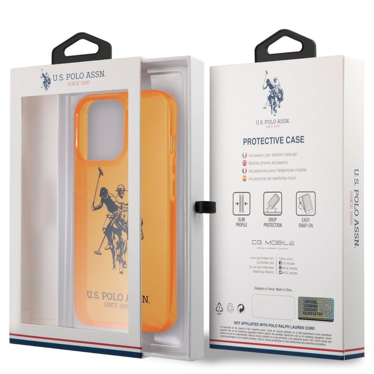 US Polo Assn Full TPU DH Logo Flou Case for iPhone 13 Pro ( 6.1  ) - Orange