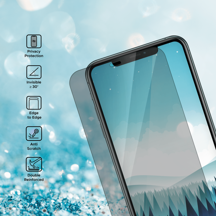 واقي شاشة Liberty Guard Privacy Full Cover بحافة مستديرة لهاتف iPhone 11 Pro، مضاد للصدمات والتأثير - الخصوصية