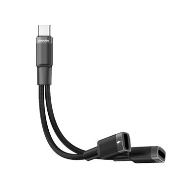Porodo Audio & Charge Adapter with Type-C Connector, Crystal Clear Audio, Optimal Charging, USB-C Audio & Charging Inputs, Wide Compatibility, Simultaneous Charge & Play