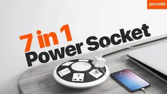 Green Lion 7-in-1 Power Socket with 5 AC Sockets & Dual USB-A Ports in UAE | Fast Charge - White | (GN7N1PSKT13WH)