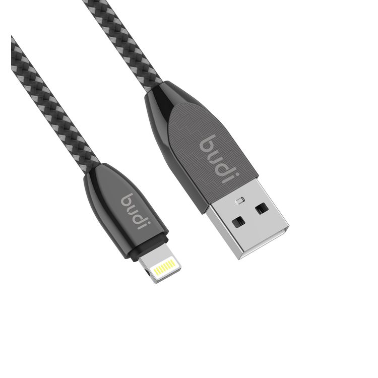 Budi Sync Lightning Cable Connector USB 2.0 Port - Black