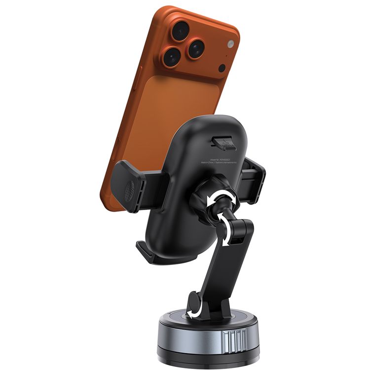 Porodo Robson Cradle Suction Phone Holder with Adjustable Viewing Angle, Lock and Unlock Function, Strong Suction Base, Multi-Surface Mounting, One-Click Lock and Release, Full-Angle Rotation, Compatible with 4.7"-6.8" Devices - Black
