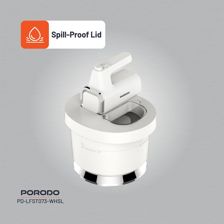 Porodo Lifestyle Spill-Proof Dual Mode Mixer, 6 Speed Settings, Easy Maintenance, Feeding Window Access, Folds Batter & Kneads Dough - White / Silver