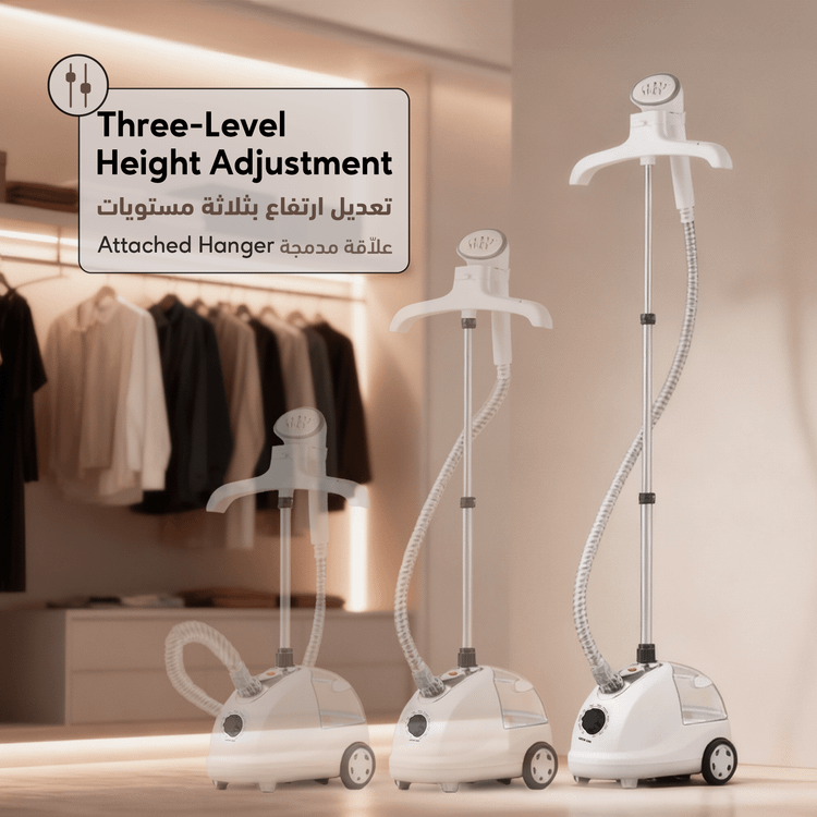 Green Lion Garment Steamer with 1.8 Liter Removable Water Tank, Power Indicator Display, 10 Steam Modes, 1800W Power, 30-40 Seconds Fast Heating – White