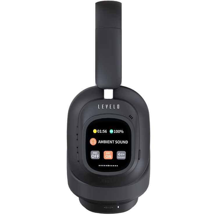 Levelo VibeMaster Wireless Hybrid ANC Headphones with Ultra-Soft Protein Leather, 1.2m AUX Cable, 2 Hours Charging Time, 600mAh Li-ion Battery, Dual Noise Detecting Microphones - Black