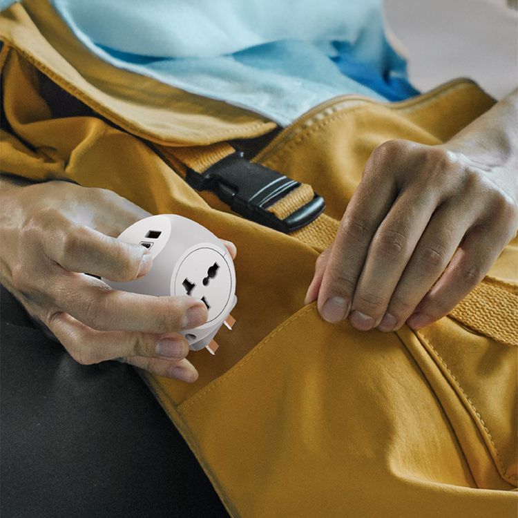 Green Lion Multi Port Travel Adapter with 4 AC Sockets, 2 USB-A Ports & USB-C Port, Short-Circuit Protection, Brass Conductor, Safety Shutters, 3250W Power - White