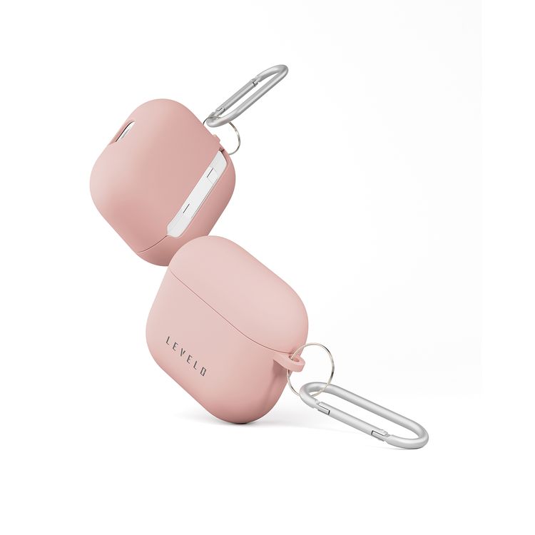 حافظة من السيليكون الهجين لسماعات AirPods 3 من Levelo Gorra مع مشبك معدني، مقاومة للصدمات، تصميم هجين، خفيفة الوزن ونحيفة - زهري