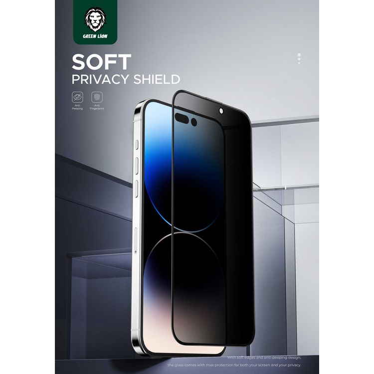 Green Lion 3D PET Pro Screen Protector for iPhone 15, Bubble Free, Blocked Side Viewing, Highly Responsive, Crystal Clear, Anti Fingerprint - Black