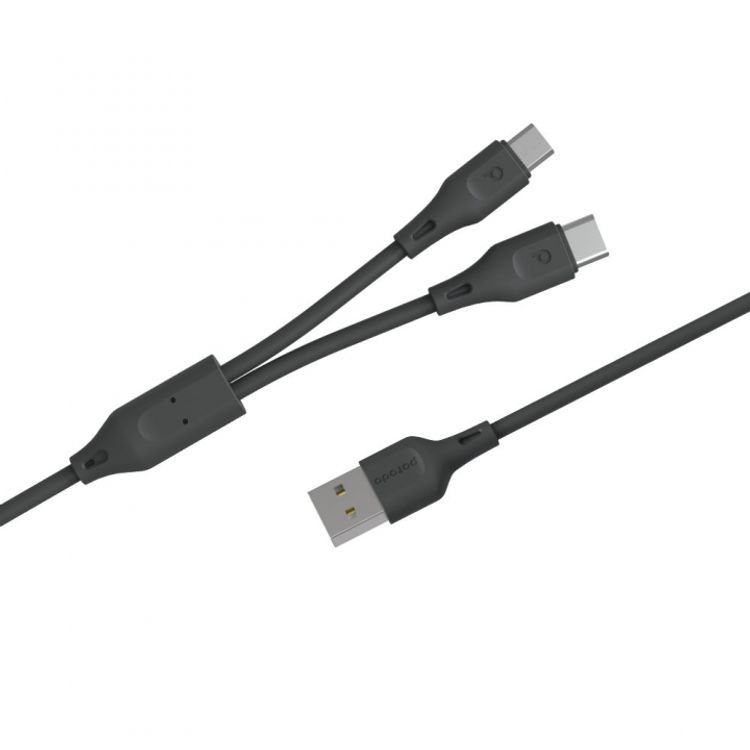 Porodo PVC 2 in 1 Cable 1.2M - Black