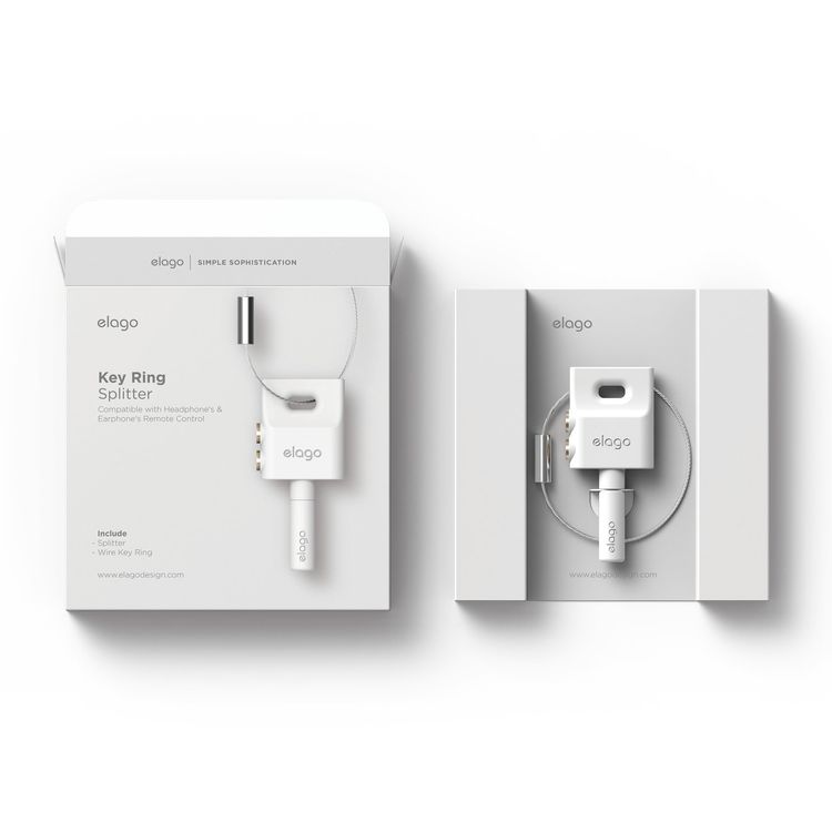 Elago Keyring Headphone Splitter,TPE Durable, Impact Resistant, Lightweight, Share through One of the Two Terminals Using Earphones (3.5mm)-White