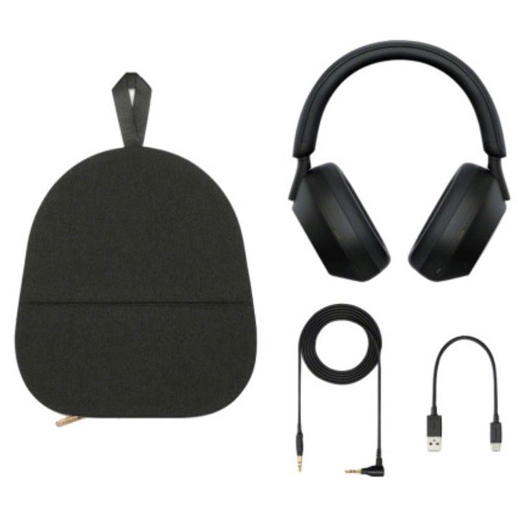 Sony Noise Cancelling Bluetooth Headphones with Faux Leather Memory Foam Material, 30 Hours Battery Life, 3.5 Hours Charging Time, Noise Cancelling, Compatible with Android and iOS - Black
