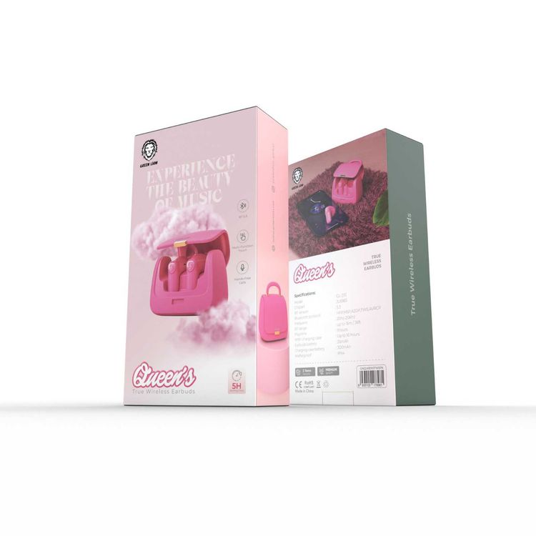 Green Lion Queen's Mini Bag Style True Wireless Earbuds, JL6983 Chipset, Bluetooth Version 5.3, Up to 15 m Bluetooth Range, 5 Hours Playtime, Up to 16 Hours with Charging Case, 300 mAh Charging Case Battery, IPX4 Water Resistance Level - Pink