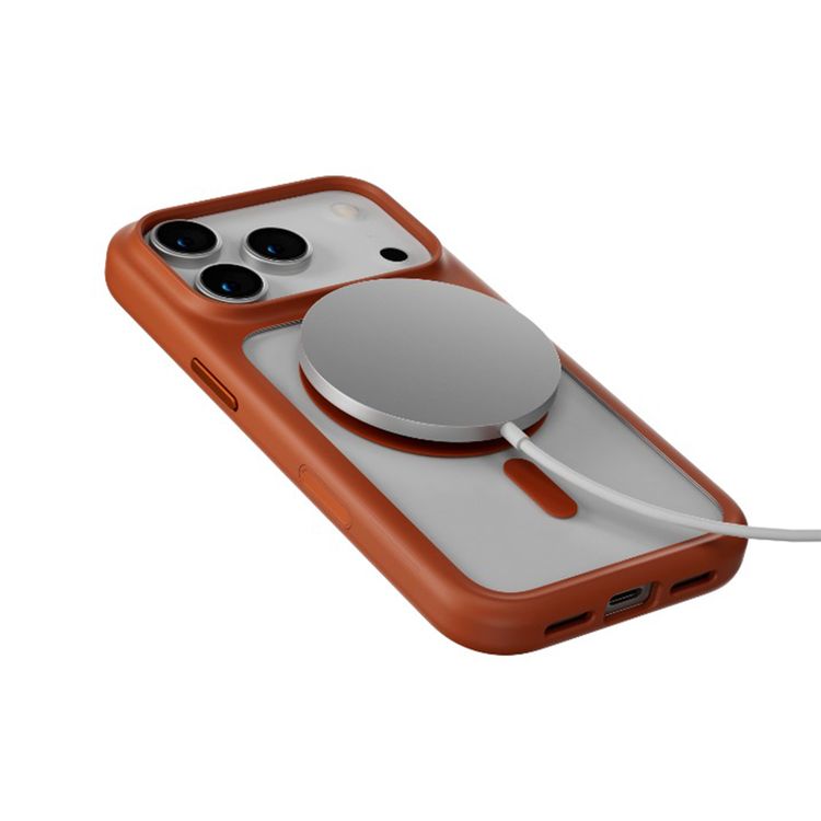 Levelo Solo Matte MagSafe Case for iPhone 17 Pro Max, 9H Tempered Glass, 3H Anti-Scratch Coating, Raised Bezels for Camera & Screen, Clear Back with Matte TPU Bumper, Anti-Fingerprint, Dust-Free Design - Orange