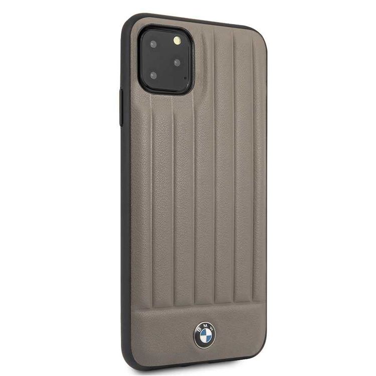 BMW Hard Case Leather Lines Compatible with iPhone 11 Pro Max, Full Protection, Accurate Cutouts Easy Access to All Ports, Scratch Resistant - Brown