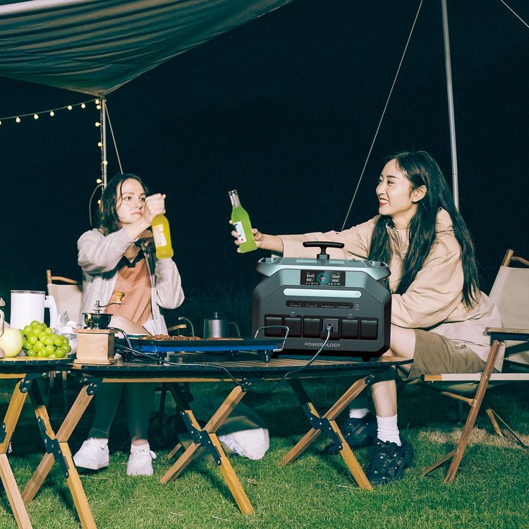 Powerology Solar Input Portable Generator with 640,000mAh Battery Capacity, 4 AC Outputs, 100W Power Delivery, UK 3-Pin Plug, 3 DC Outputs, 3W Light Output - Black