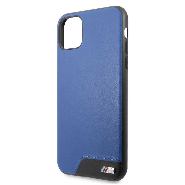 CG Mobile BMW Hard Case Smooth PU Leather For iPhone 11 Pro Max, Premium Leather, Anti-Scratch, Camera Protection, Easy Access to All Ports - Blue