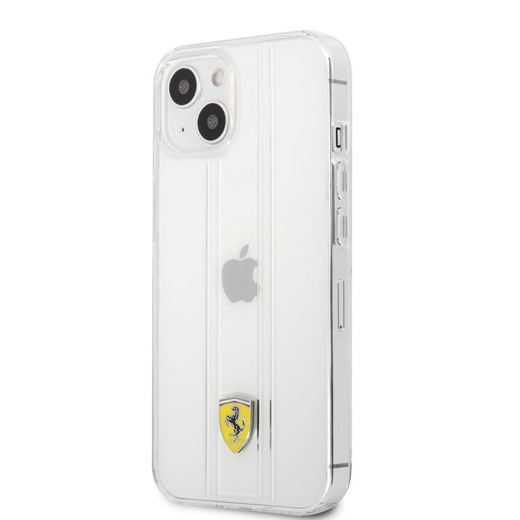 CG MOBILE Ferrari PC/TPU Transparent Hard Case with 3D Line Contrasted Red Line Compatible for iPhone 13 Mini (5.4") Anti-Scratch, Easy Access to All Ports