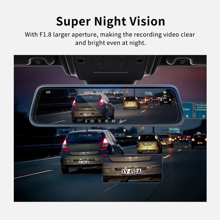ThiEYE CarView4 Dual Lens 4K Mirror Dash Camera, Super Night Vision, G-sensor