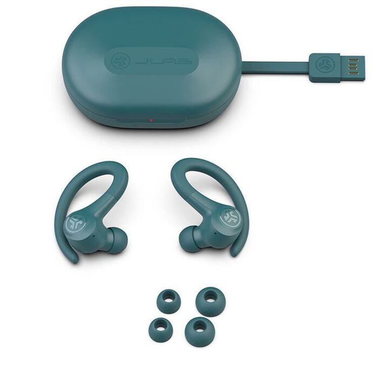 JLAB Go Air Sport True Wireless Earbuds, Touch Controls, Dual Connect, Type-A Charge Plug, 2 Hours Case Charging Time - Teal