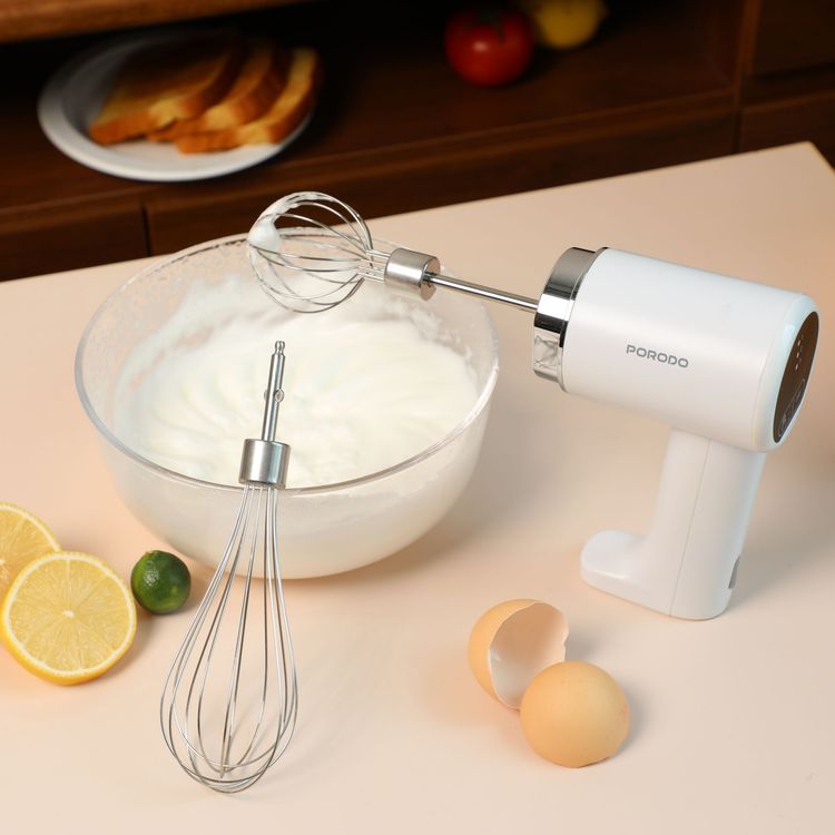 porodo لايف ستايل خلاط يدوي متعدد الوظائف قابل لإعادة الشحن 2 في 1 مع مفرمة وخافق، حماية من التيار الزائد، وظيفية لاسلكية، حماية من التفريغ الزائد، 3 أوضاع خفق، 3 أوضاع فرم، تصميم مريح، 3 مستويات سرعة، لوحة لمس LED، سعة 300 مل، تحكم باللمس - بيج