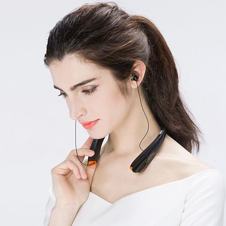 Porodo Soundtec Echo Flex Retractable ENC Neckband with Folding Design, Crystal Clear Audio, High Clarity Mic, Bluetooth V5.2, Multi Point Connection - Black 