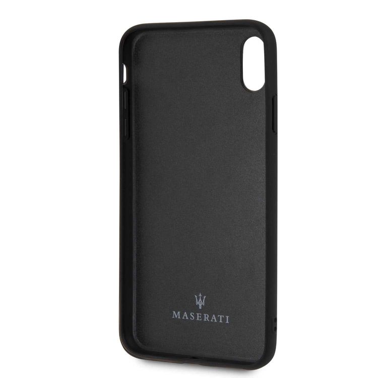 Maserati Granlusso Genuine Leather Hard Case for iPhone Xs Max - Black