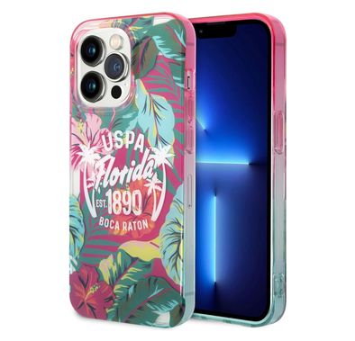 USPA PC/TPU Case Florida Design iPhone 14 Pro Max Compatibility - Pink/Green