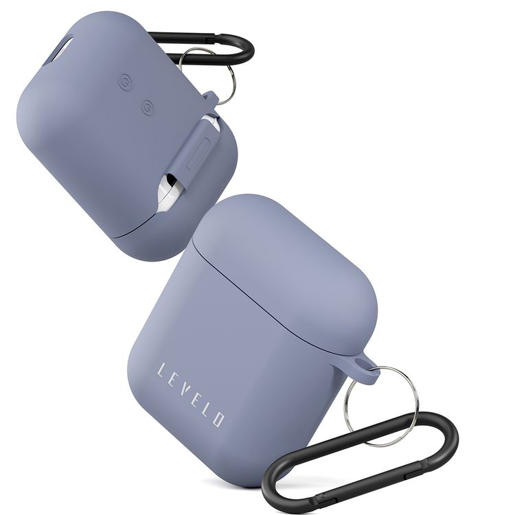 Levelo Gorra Hybrid Silicone AirPods 1 & 2 Case with Metal Carabiner, Shockproof, Slim & Thin Design, Lightweight & Slim, Easy Snap-On - Blue