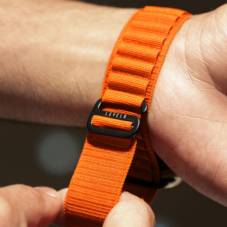 Levelo Ace Loop Watch Strap with Titanium G Hook Buckle for Apple Watch 49/45mm, Sweat & Water Resistant, Compatible with SE, Series 8, 7, 6, 5 & 4, Soft & Comfortable Fit - Orange