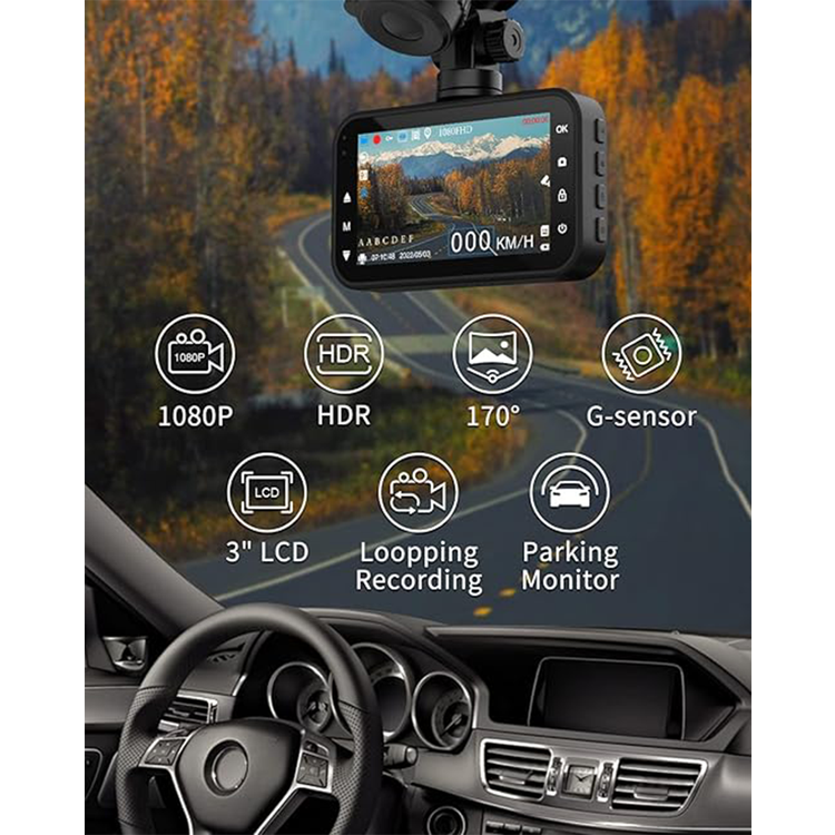 ThiEYE Dual Dash Cam Front and Rear, 1080P FHD 3” IPS Screen, 170° Wide Angle, Loop Recording, WDR, Night Vision, G-Sensor