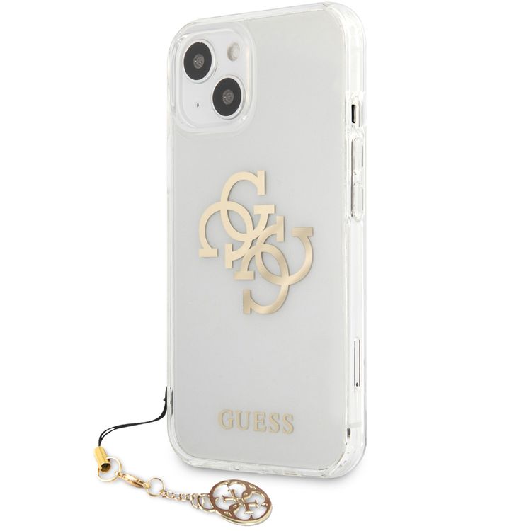 CG MOBILE Guess PC/TPU Case Transparent 4G Electroplated Logo with Elegant Charm Compatible for iPhone 13 (6.1") Anti-Scratch, Easy Access to All Ports