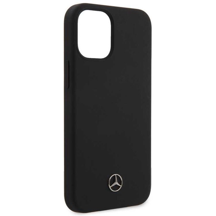 CG Mobile Mercedes-Benz Liquid Silicone Case with Microfiber Lining Compatible for iPhone 12 Mini (5.4") - Black