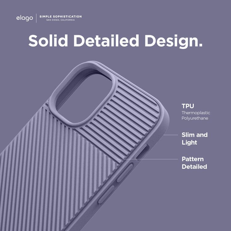 Elago Cushion Case Compatible w/ iPhone 12 Mini (5.4") Full Protection, Slim, Shock Absorbing Design, Supports Wireless Charging, Raised Lip for Camera Protection - Lavender Grey