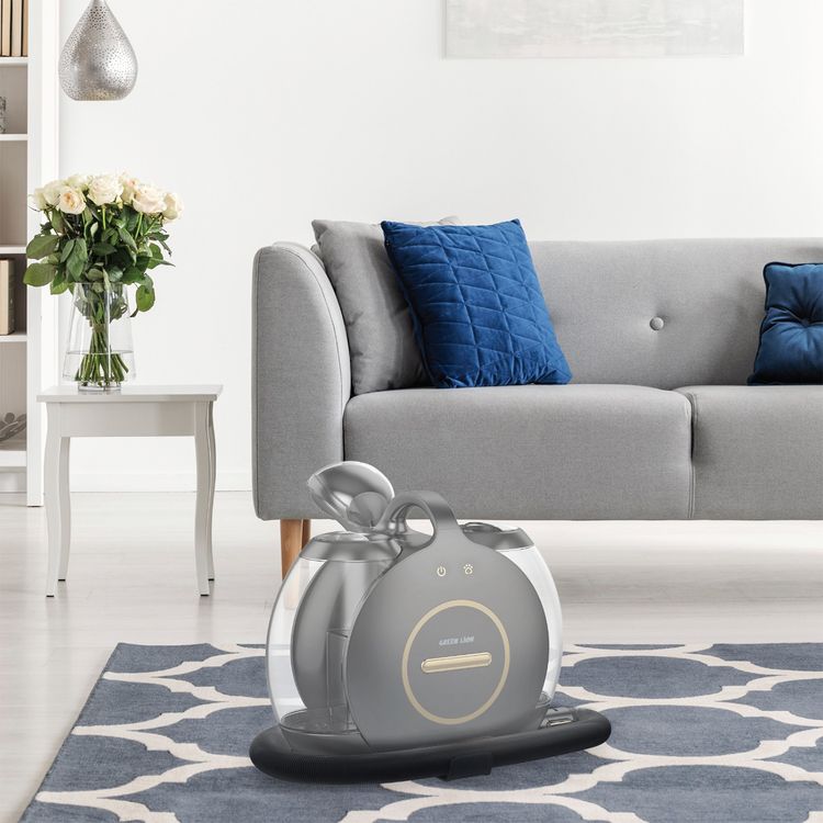 منظف ​​سجاد الحلزون الأخضر الأسد مع وظيفة وضع الحرارة، قوة شفط 13 كيلو باسكال، سعة مياه نظيفة 2 لتر، سعة مياه متسخة 1.4 لتر، طول السلك 5 أمتار، قابس طاقة في المملكة المتحدة، خرطوم مرن 1.5 متر، مقاوم للماء - رمادي