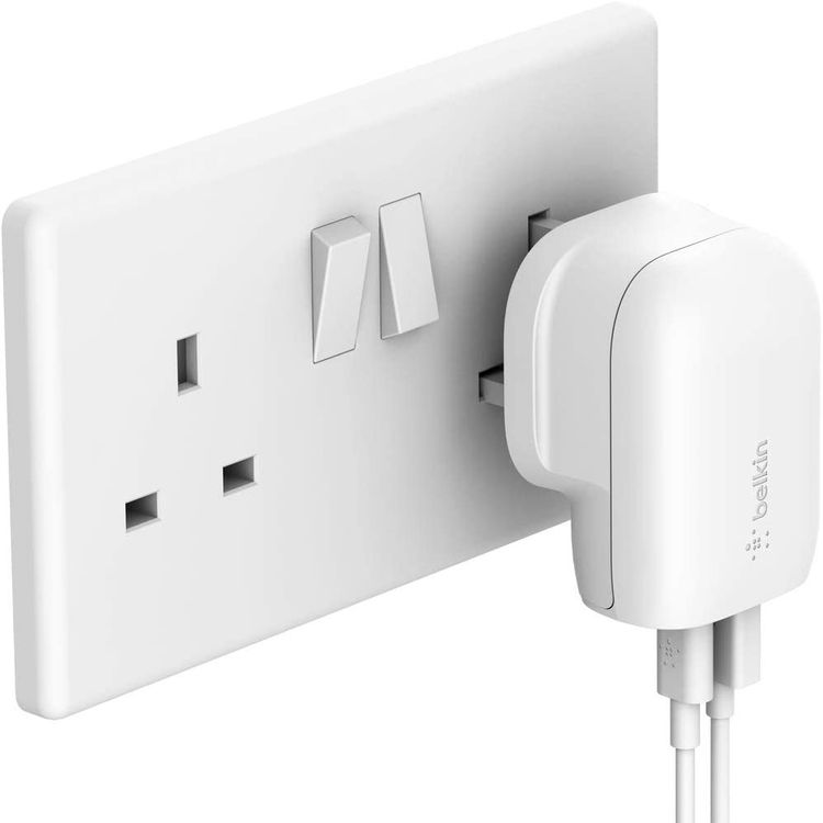 USB C Charger Belkin WCB004myWH Boost Charge PD 18W USB-C + 12W USB-A - White