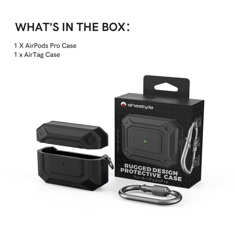 AhaStyle Premium Silicone Rugged Design Case with Anti-Lost Carabiner Compatible for AirPods Pro, Scratch Resistant, Shock Absorption & Dustproof