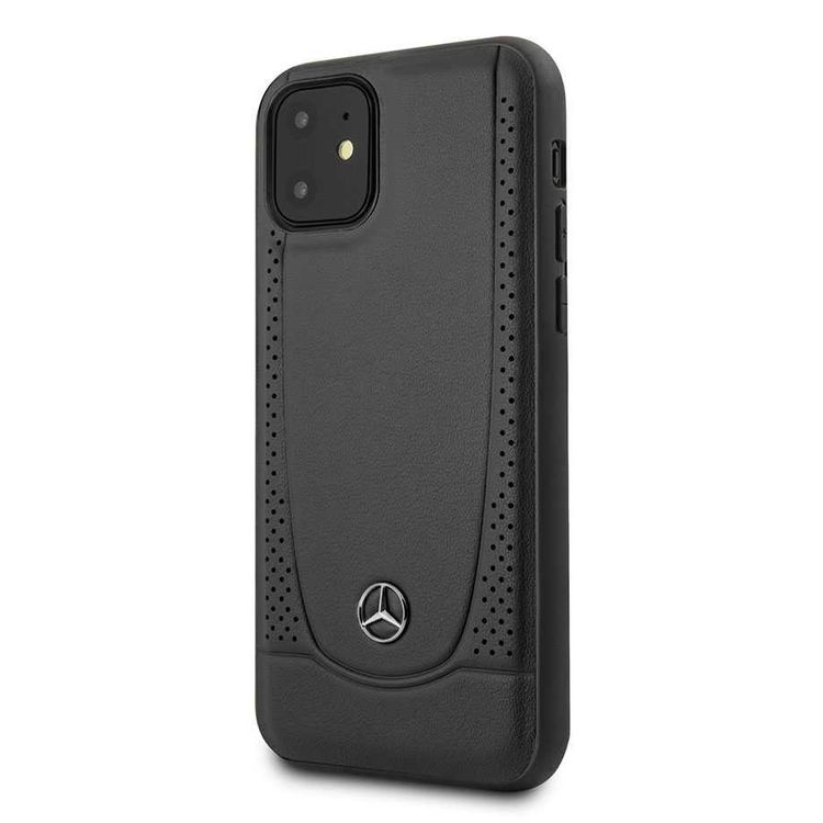 CG MOBILE Mercedes-Benz Perforation Leather Hard Phone Case Compatible for iPhone 11 (6.1) Officially Licensed - Black